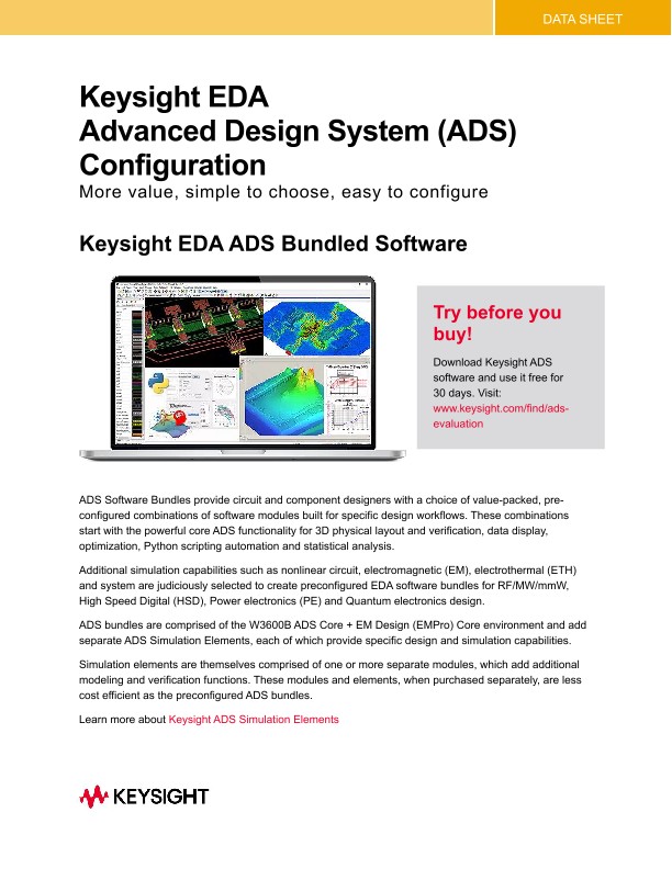 PathWave Advanced Design System ADS Configuration PDF Asset Page